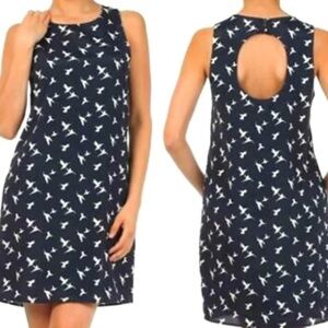 Everly Navy sleeveless dress bird print hummingbird size small
